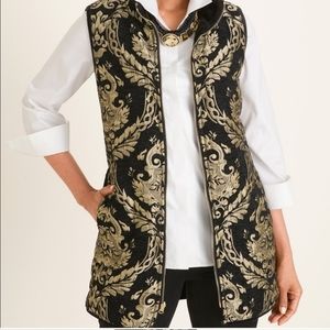 CHICO'S REVERSIBLE JAQUARD VELVET VEST